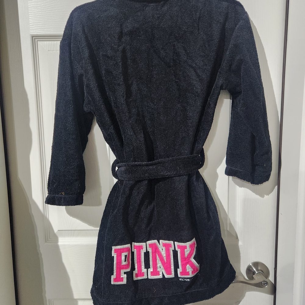 PINK Victoria's Secret Womens Robe - Black with Pink Accents
